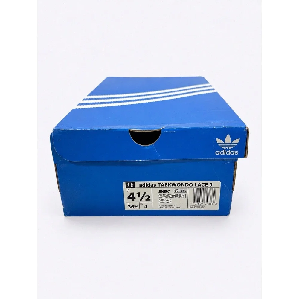 Adidas Taekwondo Lace J JR6807 Black White Gum Youth 4.5Y New W/Box